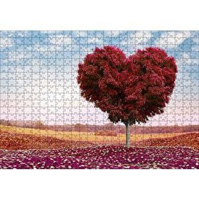 Cakapuzzle Kalp Şeklinde Ağaç Kızıl Yapraklar 500 Parça Puzzle