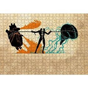 Cakapuzzle Kalp ve Mantık Çatışması İllüstrasyon 120 Parça Ahşap Puzzle