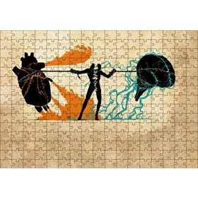 Cakapuzzle Kalp ve Mantık Çatışması İllüstrasyon 120 Parça Ahşap Puzzle