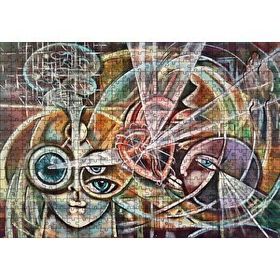 Cakapuzzle Kalp ve Yüzler Soyut Kompozisyon 120 Parça Ahşap Puzzle