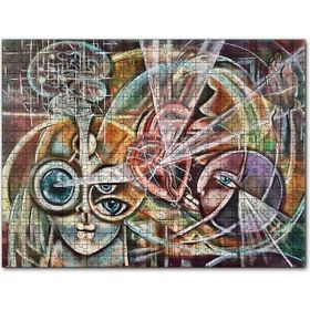 Cakapuzzle Kalp ve Yüzler Soyut Kompozisyon Mdf 120 Parça Puzzle