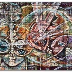 Cakapuzzle Kalp ve Yüzler Soyut Kompozisyon Mdf 255 Parça Puzzle