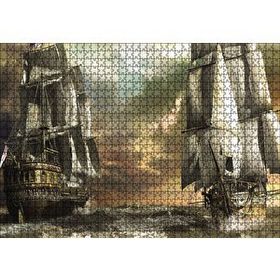 Cakapuzzle Kalyonlar Fırtınada Kara Bulutlar Ahşap 1000 Parça Puzzle
