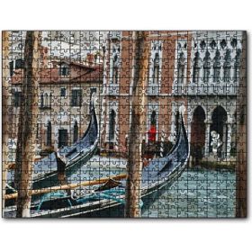 Cakapuzzle Kanalda Gondollar ve Binalar Mdf 500 Parça Puzzle