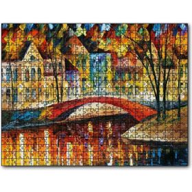 Cakapuzzle Kanalda Köprü ve Binalar Yağlıboya Mdf 255 Parça Puzzle