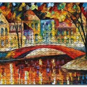 Cakapuzzle Kanalda Köprü ve Binalar Yağlıboya Mdf 500 Parça Puzzle