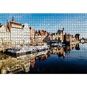 Cakapuzzle Kanalda Tekneler ve Güneşli Tarihi Binalar Mdf 1000 Parça Puzzle