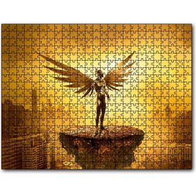 Cakapuzzle Kanatlı Şövalye Gökdelenler Altın Rengi Gökyüzü Mdf 1000 Parça Puzzle