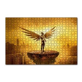 Cakapuzzle Kanatlı Şövalye Gökdelenler ve Altın Rengi Gökyüzü 120 Parça Ahşap Puzzle