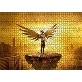 Cakapuzzle Kanatlı Şövalye Gökdelenler ve Altın Rengi Gökyüzü 120 Parça Ahşap Puzzle