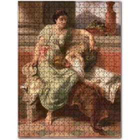 Cakapuzzle Kanepede Oturan Kadın Dizinde Uyuyan Kız Ahşap 500 Parça Puzzle