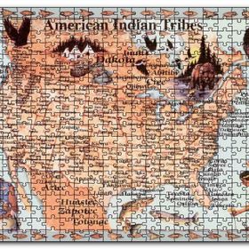 Cakapuzzle Kansas Bölgeside Yaşayan Kızılderili Haritası Mdf 255 Parça Puzzle