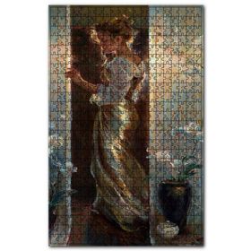 Cakapuzzle Kapı Eşiğindeki Uzun Elbiseli Kadın Ahşap 255 Parça Puzzle