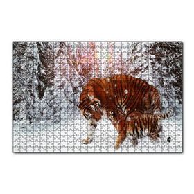 Cakapuzzle Kaplan ve Yavrusu Karda 120 Parça Ahşap Puzzle