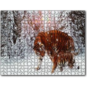 Cakapuzzle Kaplan ve Yavrusu Karda Ahşap 1000 Parça Puzzle