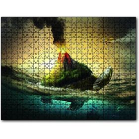 Cakapuzzle Kaplumbağa Sırtında Yanar Dağ Ahşap 1000 Parça Puzzle