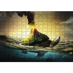 Cakapuzzle Kaplumbağa Sırtında Yanar Dağ Ahşap 255 Parça Puzzle