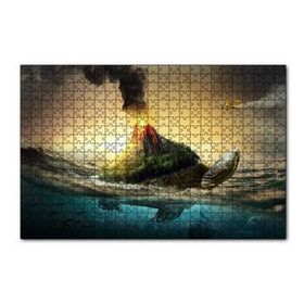 Cakapuzzle Kaplumbağa Sırtındaki Volkanik Ada İllüstrasyon 120 Parça Ahşap Puzzle