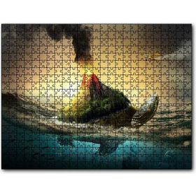 Cakapuzzle Kaplumbağa Sırtındaki Volkanik Ada İllüstrasyon Mdf 1000 Parça Puzzle