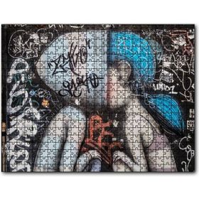 Cakapuzzle Kapşonlu Çocuk ve Kız Duvar Boyama 500 Parça Ahşap Puzzle
