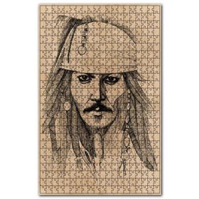 Cakapuzzle Kaptan Jack Sparrow Karakalem Portre Ahşap 500 Parça Puzzle