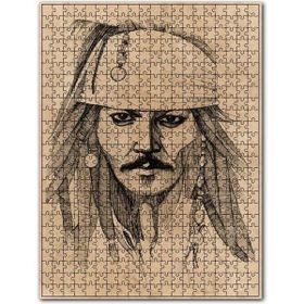 Cakapuzzle Kaptan Jack Sparrow Karakalem Portre Ahşap 500 Parça Puzzle