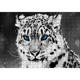 Cakapuzzle Kar Leoparı ve Mavi Gözleri 120 Parça Ahşap Puzzle