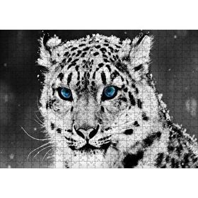 Cakapuzzle Kar Leoparı ve Mavi Gözleri 120 Parça Ahşap Puzzle