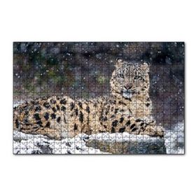 Cakapuzzle Kar Yağışı Ve Leopar Görseli 120 Parça Ahşap Puzzle