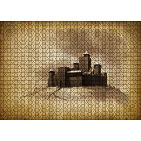 Cakapuzzle Kara Kalem Sanat Çalışması Şato Görseli Mdf 1000 Parça Puzzle