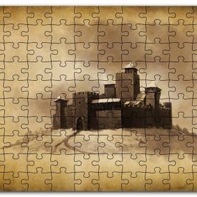 Cakapuzzle Kara Kalem Sanat Çalışması Şato Görseli Mdf 255 Parça Puzzle