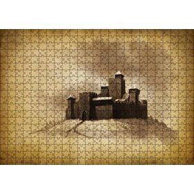Cakapuzzle Kara Kalem Sanat Çalışması Şato Görseli Mdf 500 Parça Puzzle