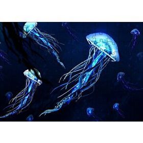 Cakapuzzle Karanlık Sular Neon Denizanaları 120 Parça Ahşap Puzzle