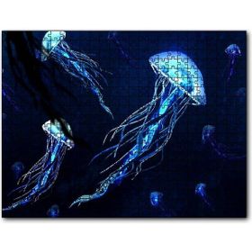 Cakapuzzle Karanlık Sular Neon Denizanaları Mdf 120 Parça Puzzle