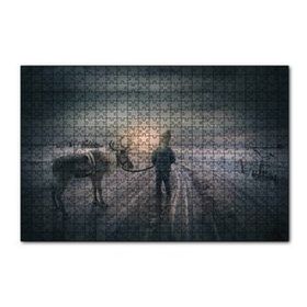 Cakapuzzle Karda Bir Çocukla Ren Geyiği 120 Parça Puzzle