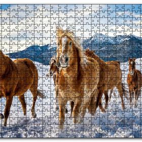 Cakapuzzle Karda Koşan Atlar Görseli Mdf 1000 Parça Puzzle
