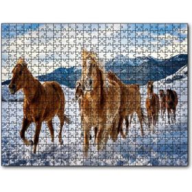 Cakapuzzle Karda Koşan Atlar Görseli Mdf 1000 Parça Puzzle