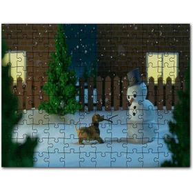 Cakapuzzle Kardan Adam ve Oyun İsteyen Köpek Mdf 255 Parça Puzzle