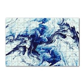 Cakapuzzle Karışan Mavi Beyaz Siyah Dalgalı Desenler 120 Parça Ahşap Puzzle