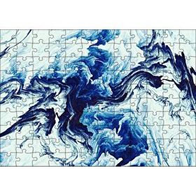 Cakapuzzle Karışan Mavi Beyaz Siyah Dalgalı Desenler 120 Parça Ahşap Puzzle