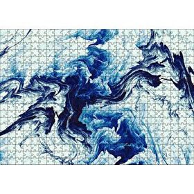 Cakapuzzle Karışan Mavi Beyaz Siyah Dalgalı Desenler 120 Parça Ahşap Puzzle