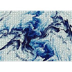 Cakapuzzle Karışan Mavi Beyaz Siyah Dalgalı Desenler Mdf 1000 Parça Puzzle