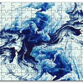 Cakapuzzle Karışan Mavi Beyaz Siyah Dalgalı Desenler Mdf 120 Parça Puzzle