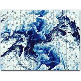 Cakapuzzle Karışan Mavi Beyaz Siyah Dalgalı Desenler Mdf 120 Parça Puzzle