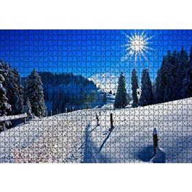 Cakapuzzle Karla Kaplı Ağaçlar ve Zirvede Güneşli Bir Gün 255 Parça Puzzle