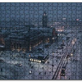 Cakapuzzle Karla Kaplı Caddeler ve Tren İstasyonu Mdf 120 Parça Puzzle