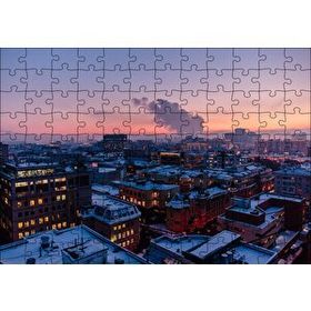 Cakapuzzle Karla Kaplı Şehir ve Gri Gökyüzü 120 Parça Ahşap Puzzle