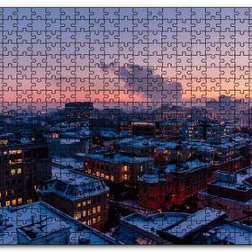 Cakapuzzle Karla Kaplı Şehir ve Gri Gökyüzü Mdf 1000 Parça Puzzle