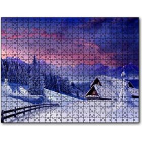 Cakapuzzle Karlar Altında Doğa ve Ev 1000 Parça Puzzle