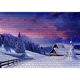 Cakapuzzle Karlar Altında Doğa ve Ev 120 Parça Ahşap Puzzle